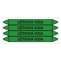 Značení potrubí, užitková voda,4 ks, 250 × 26 mm